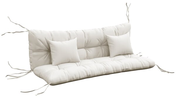 Outsunny Patio Chair Cushion Set with Back and Seat Cushions, 4-Piece, Ties Included, White Aosom UK