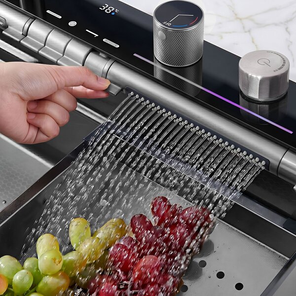 Multifunctional 10-in-1 steel sink REA Alonzo Brush Nickel