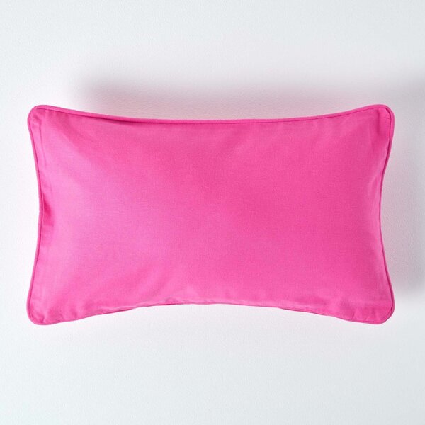 Homescapes Cotton Plain Cerise Rectangular Cushion Cover, 30 x 50 cm