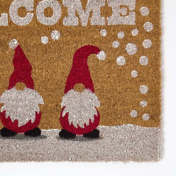 Homescapes Coir Doormat Christmas Gonk, 40 x 60 cm