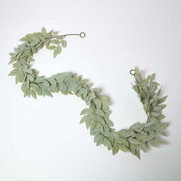 Homescapes Artificial Green Frosted Sage Leaf Garland