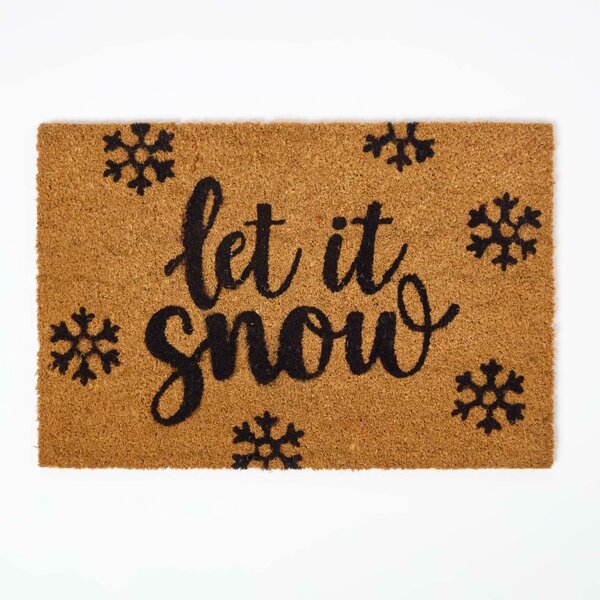 Homescapes Coir Doormat Christmas 'Let It Snow', Natural, 40 x 60 cm