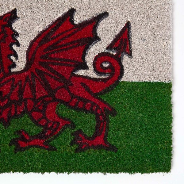 Homescapes Coir Doormat Welsh Dragon Flag, 40 x 60 cm