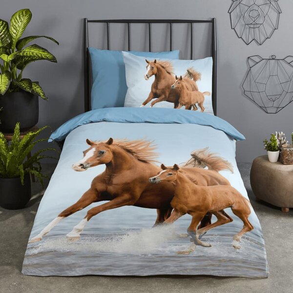 Good Morning Kids Duvet Cover FREE 140x200/220 cm Brown and Blue