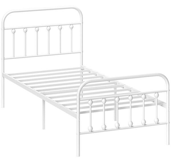 HOMCOM Single Minimalistic Metal Bed Frame - White Aosom UK