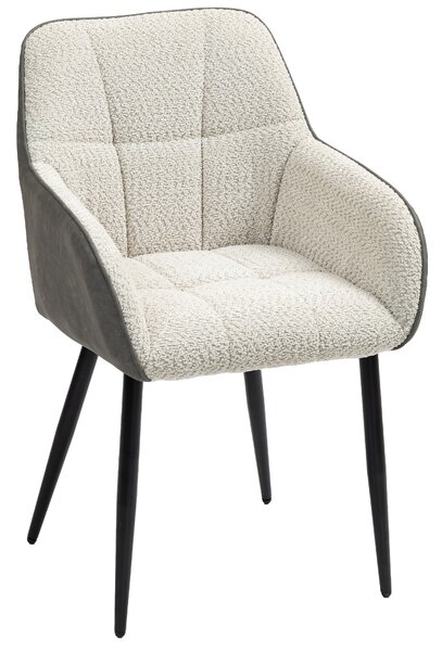 HOMCOM Accent Chair with Foot Pads, Upholstered Armchair with Chenille Fabric Front and PU Back, Occasional Chair for Living Room Bedroom, Cream White Aosom UK