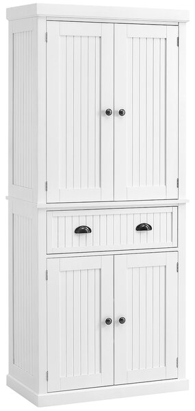 HOMCOM Traditional Kitchen Cupboard Freestanding Storage Cabinet with Drawer, Doors and Adjustable Shelves, White