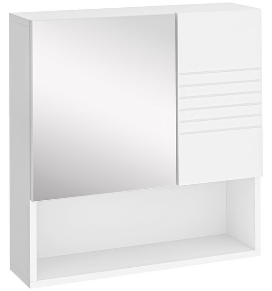 Kleankin Bathroom Mirror Cabinet, Wall Mount Storage Cabinet with Double Door, Adjustable Shelf, 54cm x 15cm x 55cm, White