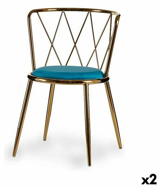 Chair Rhombus Blue Golden 50,5 x 73 x 51 cm (2 Units)