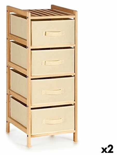 Chest of drawers Cream Wood Textile 34 x 84,5 x 36 cm (2 Units)