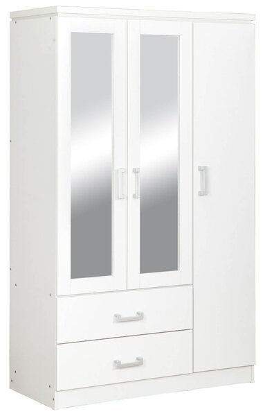 Charles 3 Door Mirrored Wardrobe White