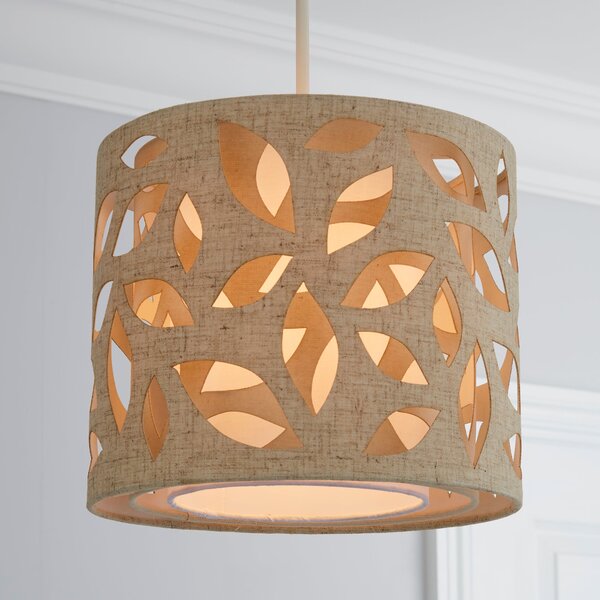 Botanical Leaf Cut Out 25cm Drum Natural Shade Cream