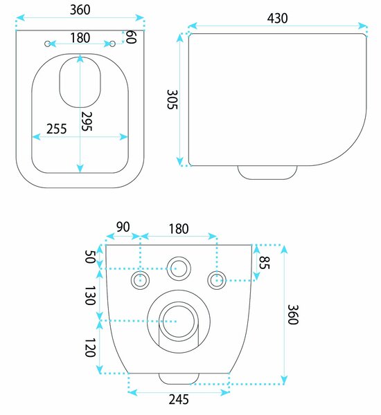 Wall-hung toilet bowl Rea Cubik Mini Tornado
