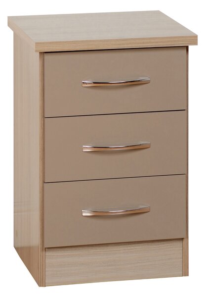 Nevada 3 Drawer Oyster Bedside Table Oyster