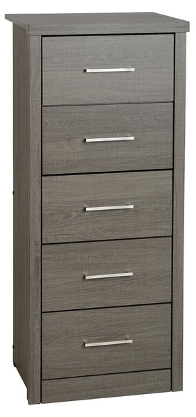 Lennon Narrow Black 5 Chest of Drawer Grey