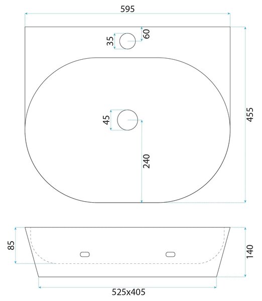 Ceramic Countertop Basin REA Kim 60