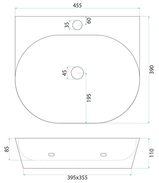 Ceramic Countertop Basin REA Kim 46