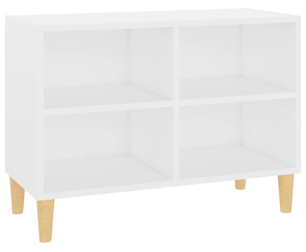 TV Cabinet with Solid Wood Legs White 69.5x30x50 cm