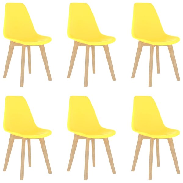 Dining Chairs 6 pcs Yellow Plastic