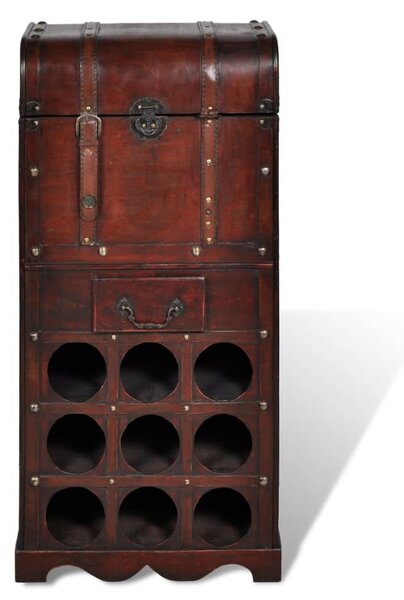 Wooden Wine Rack for 9 Bottles with Storage