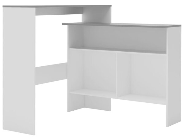 Bar Table with 2 Table Tops White and Grey 130x40x120 cm