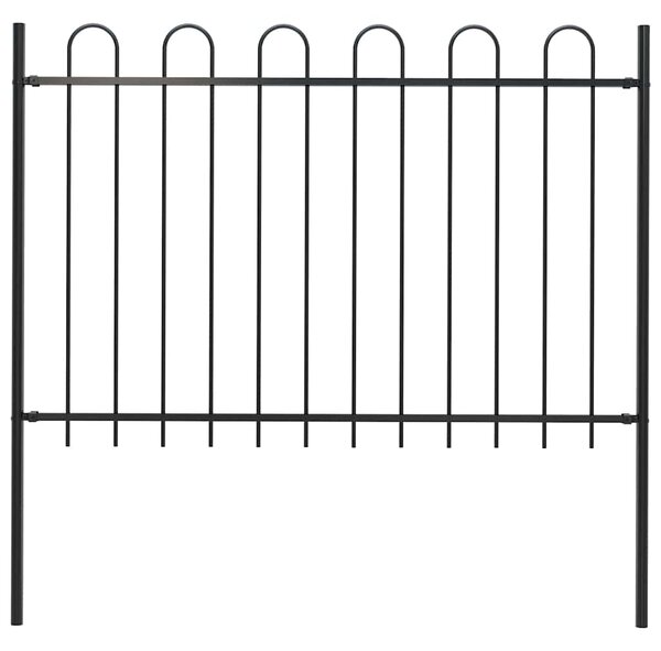 Garden Fence with Hoop Top Steel 1.7 m Black