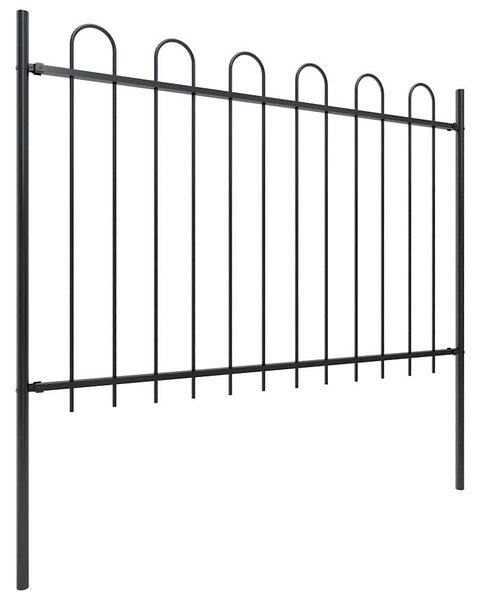 Garden Fence with Hoop Top Steel 1.7 m Black