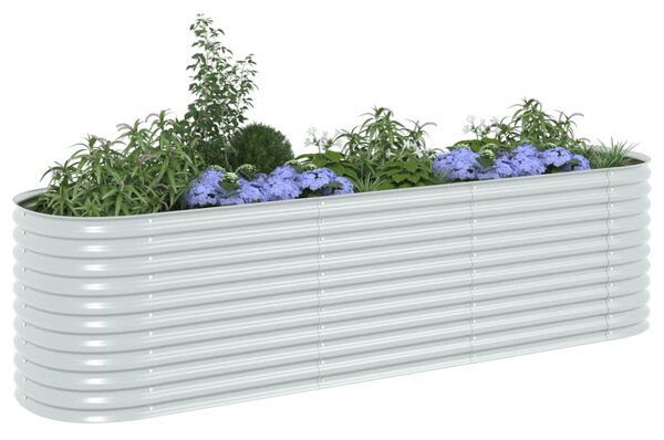 Garden Raised Bed 320x80x81 cm Galvanised Steel Silver