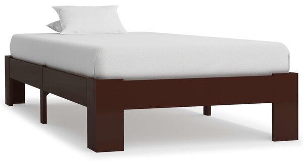 Bed Frame without Mattress Dark Brown Solid Pine Wood 100x200 cm