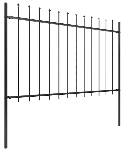 Garden Fence with Spear Top Steel 1.7x1.2 m Black