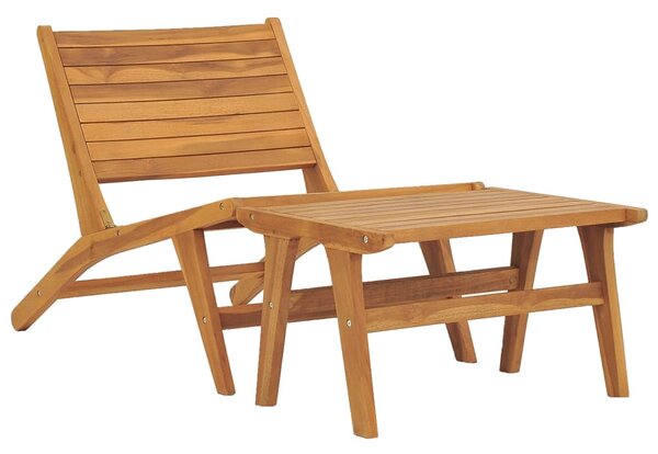 Garden Chair with Footrest Solid Teak Wood