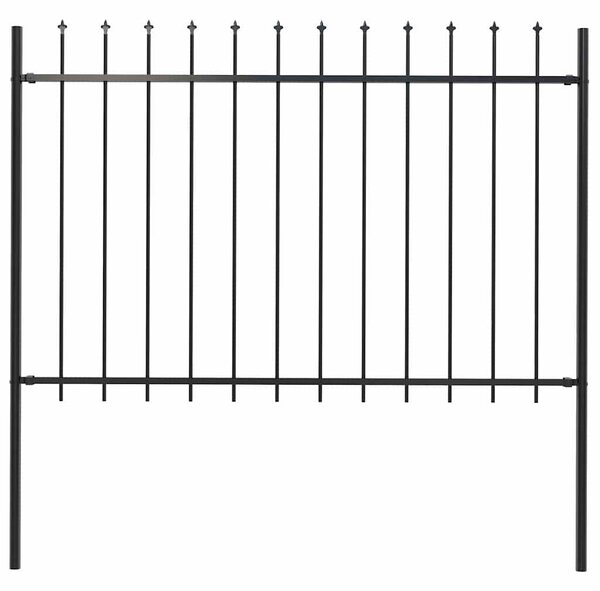 Garden Fence with Spear Top Steel 1.7x1.2 m Black