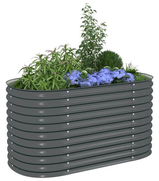 Garden Raised Bed 160x80x81 cm Galvanised Steel Grey