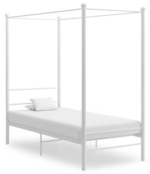 Canopy Bed Frame without Mattress White Metal 90x200 cm