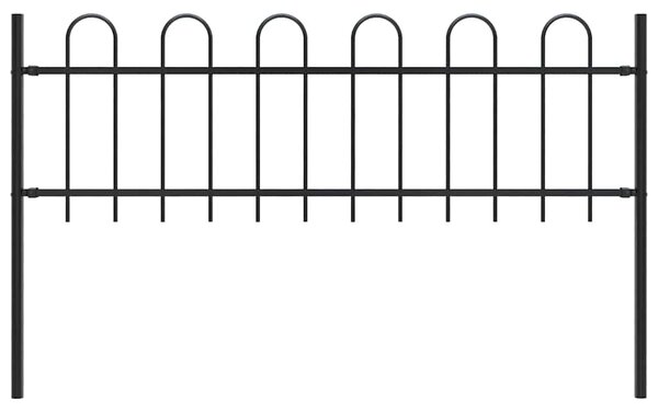 Garden Fence with Hoop Top Steel 1.7 m Black