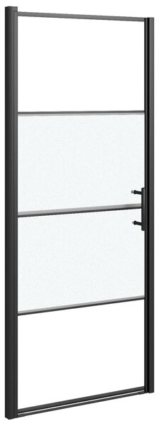 Shower Door 81x195 cm Half Frosted Tempered Glass Black