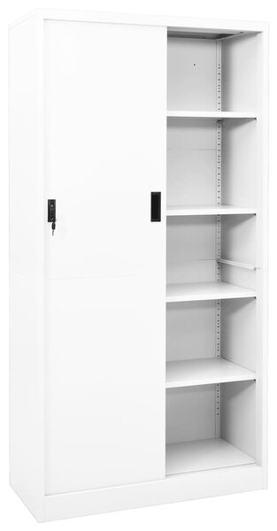 Office Cabinet with Sliding Door White 90x40x180 cm Steel