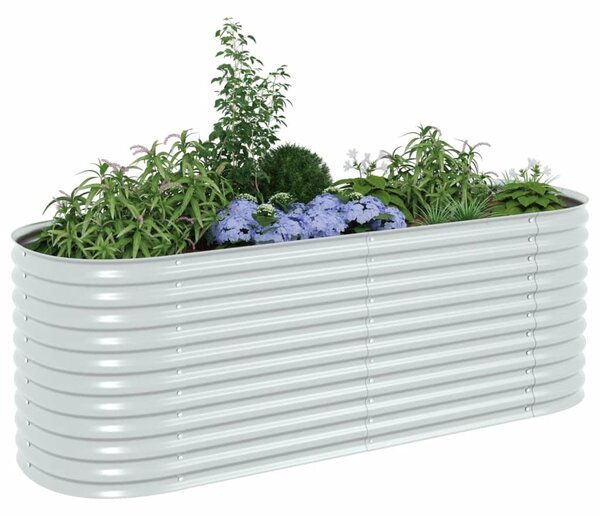 Garden Raised Bed 240x80x81 cm Galvanised Steel Silver