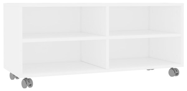 TV Cabinet with Castors White 90x35x35 cm Engineered Wood