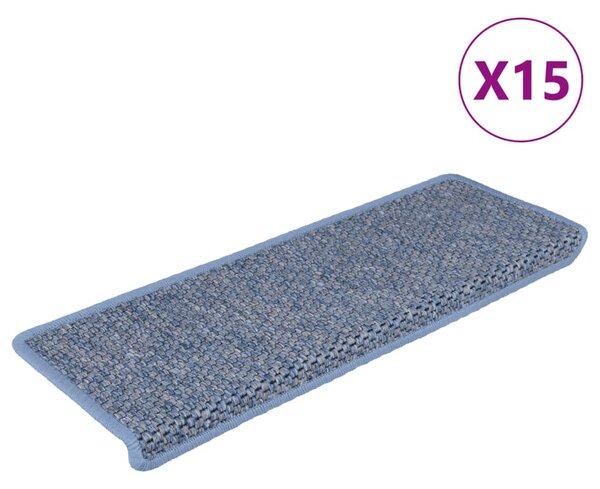 Stair Mats Self-adhesive Sisal-Look 15 pcs 65x21x4 cm Blue