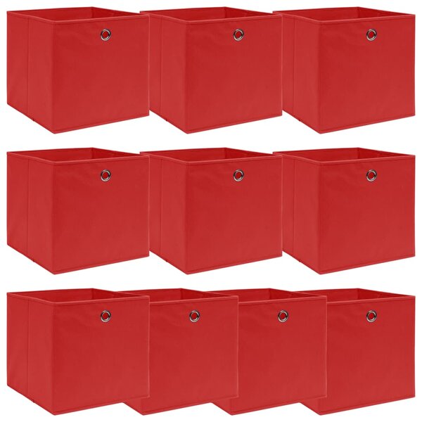 Storage Boxes 10 pcs Red 32x32x32 cm Fabric