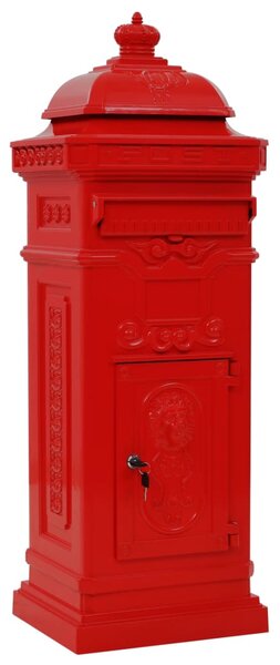 Pillar Letterbox Aluminium Vintage Style Rustproof Red