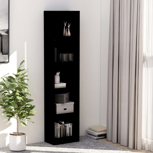 5-Tier Book Cabinet Black 40x24x175 cm Engineered Wood