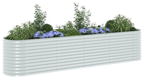 Garden Raised Bed 400x80x81 cm Galvanised Steel Silver