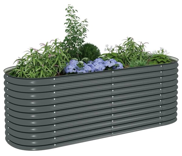 Garden Raised Bed 240x80x81 cm Galvanised Steel Grey