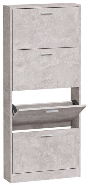 Shoe Cabinet Concrete Grey 59x17x150 cm Engineered Wood