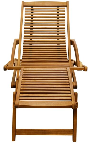 Deck Chair with Footrest Solid Acacia Wood