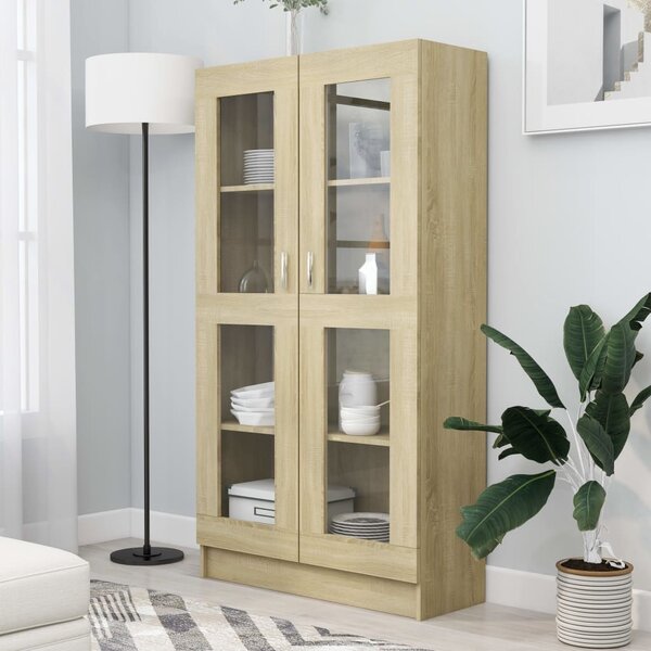 Vitrine Cabinet Sonoma Oak 82.5x30.5x150 cm Engineered Wood