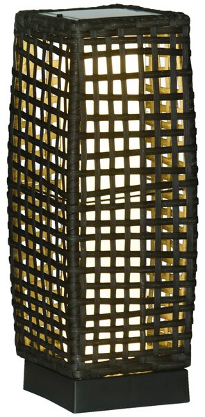Outsunny Waterproof Outdoor Rattan Solar Lantern, Brushed PE Wicker Patio Garden Lantern w/ Auto On/Off Solar Powered LED Lights Aosom UK