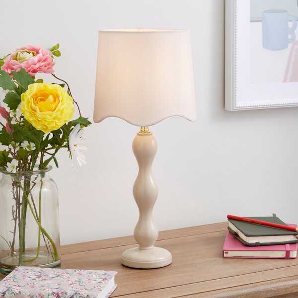 Elsie Tall Scalloped Table Lamp Mushroom (Natural)